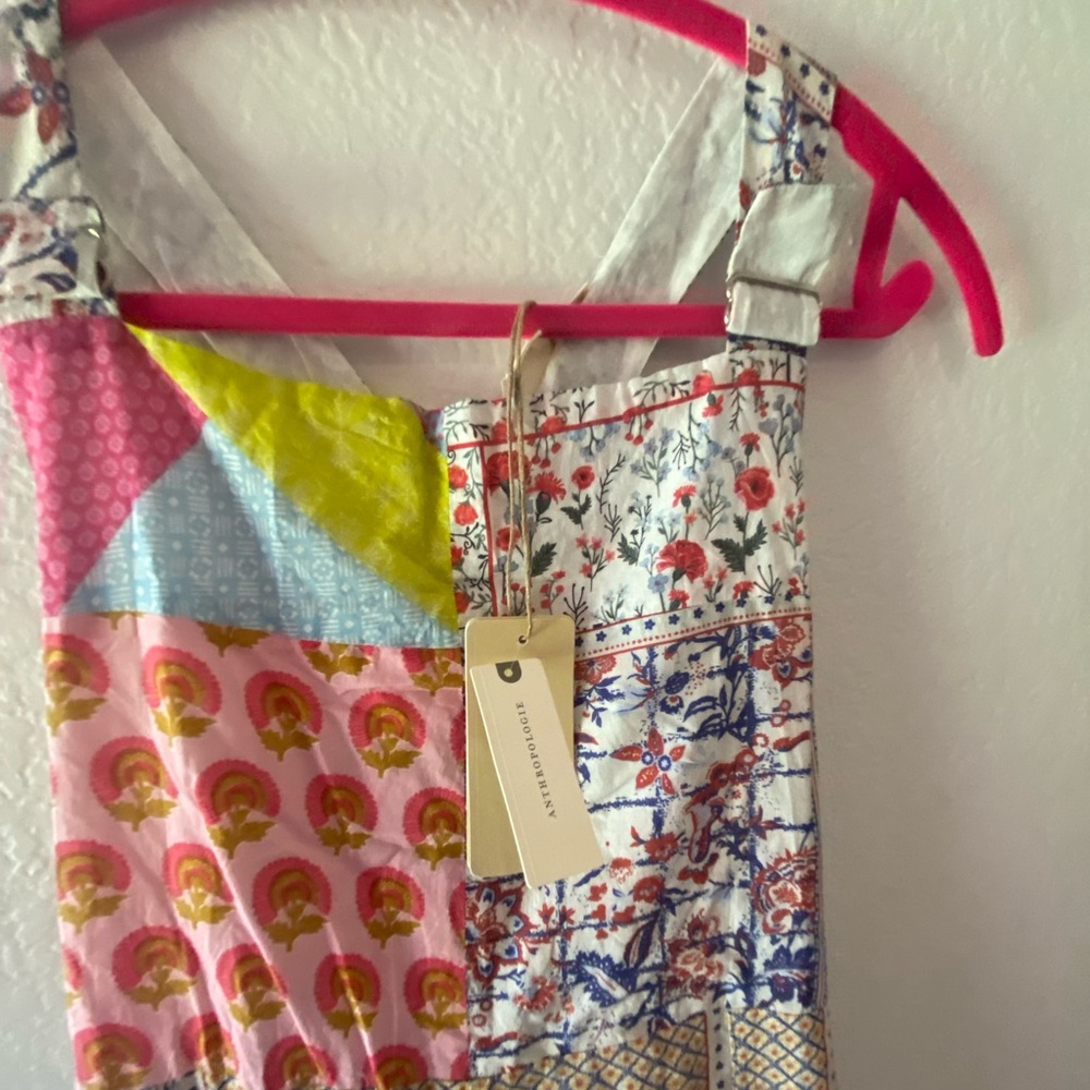 Amazing Anthropologie Let Me Be Patchwork Overalls size XL - Picture 10 of 14